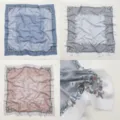 Retro floral print square scarf, 110cm versatile chic neckerchief for women spring autumn. - No. 013