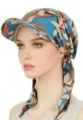 Women's Floral Print Sun Visor Hat Headscarf Lightweight Pre-Tied Headwrap Cap Outdoor - One Size / Lake Brown Floral Charm