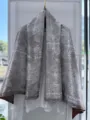 New Chinese silk scarf, grey paisley print gambiered Guangdong silk shawl, elegant variant. - Paisley Elegance RY-15