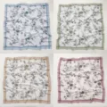 Retro floral square scarf headscarf variant colors fashion elegant versatile silk-like accessory - No. 015