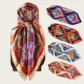 Luxus Seidenquadratschal mit klassischem Paisley und Barock Blumenmuster, elegante Kopftücher. - 032 Zweigfarbe Anmerkung von oben nach unten 1-2-3-4