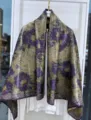 Chinese style floral silk scarf xiangyunsha shawl elegant purple peony draped large square wrap - Elegant Splendor RY-17
