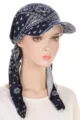 Women Paisley Print Sun Visor Cap Pre-tied Headscarf Lightweight Chemo Cap Headwear - One Size / Navy Paisley