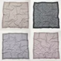 Vintage four-leaf clover print square scarf 110cm silk feel elegant variant style 1 - No. 018