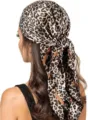 Modische Damen Leopard Print Seide Quadratisch Schal Kopfbedeckung Accessoires! - Khakifarbenes Leopardenmuster
