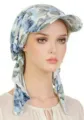 Women sun visor headscarf floral print pre-tied cap lightweight summer outdoor hat - One Size / Aqua Floral Blooms