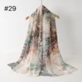 Langer Baumwollmischung Schal mit abstraktem Print, leichtes, modisches Farbverlaufsdesign. - RY-29