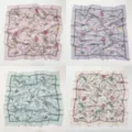 Vintage floral print square scarf elegant boutique neckerchief women fashion accessory - No. 020