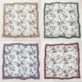 Retro floral print square scarf elegant vintage botanical headscarf variant colors - No. 021