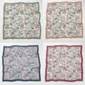 Vintage floral print square scarf variant showing four stylish color options for women. - No. 022