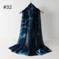 Blauer abstrakter Farbverlauf langer Schal leichtes Baumwollmischgewebe Tuch modisches Accessoire Nr. 32 - RY-32