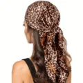Leopardenmuster Seide Quadratisch Seidenhalstuch Kopftuch Variante Braun Modell - Leopardenmuster in Orange