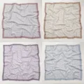 Vintage floral square scarf variant, soft fabric with elegant overlocked border design. - No. 024