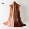 Langer Baumwoll Schal mit Farbverlauf leichtes Hijab Tuch braun modisches Accessoire für Damen elegant - RY-41