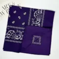 Vintage purple paisley cotton bandana for women and men, classic square headwrap scarf. - 54*54CM / RY-18