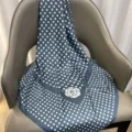 Blue polka dot silk scarf with camellia floral print elegant neckerchief for women - RY-20