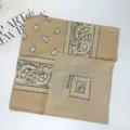Cotton Paisley Bandana Variant, Vintage Western Cowboy Square Scarf in Khaki Color Style - 54*54CM / RY-08