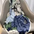 Elegant floral print silk scarf for women stylish neckerchief accessory chic design - RY-25