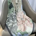 Elegant silk print small scarf with floral pattern, fashionable women accessory for daily wear. - RY-28