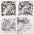 Pañuelo cuadrado de tacto sedoso con elegante estampado floral, accesorio de moda ligero. - RY-49