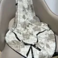 Elegant silk scarf with monogram print and floral design, lightweight neckerchief for women. - RY-39