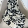 Elegant black white silk twill scarf with chic letter print, perfect for women shirt and hair accessory. - RY-42