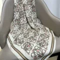 Women's printed twill silk scarf, elegant patterned design, versatile fashion accessory. - RY-47