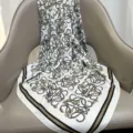 Chic printed twill silk scarf for women, elegant lightweight square neckerchief for shirt styling. - RY-49