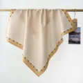 Foulard carre en coton a rayures et pois retro, elegant foulard de cou vintage pour femme. - Jaune et Blanc Rayé