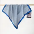 Carré de coton rayé bleu et blanc à pois rouges, bandana rétro classique style. - Bleu et Blanc Rayé
