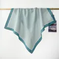 Foulard carré en coton à rayures vertes et pois, écharpe de cou rétro pour le printemps. - Vert et Blanc Rayé