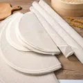 Runde Baumwoll-Dampfgarmatte für die Küche, antihaftbeschichtetes Tuch für Teigtaschen. - 20 cm verstärktes rundes Baumwolltuch mit Paspelierung / Milchweiß