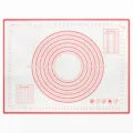 Large silicone pastry baking mat with measurement markings and conversion charts for kitchen. - Red