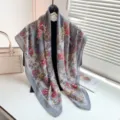 Grijs bloemig paisley print mode sjaal vintage stijl elegante lichtgewicht omslagdoek - Grijs met bloemenranken