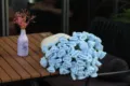 Handmade crochet blue rose flower blanket shawl cozy gift for best friend girlfriend - Blue Rose Style / 60