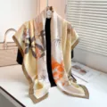 Blumen-Druck Mode Schal, vintage gelber, leichter, eleganter Damen Schal und Tuch - Hellgelb mit Blattmustern
