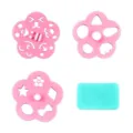 Set stampi da forno con faccine, taglia biscotti rosa a fiore e raschietto verde per riso e dolci. - Stampi per espressioni universali