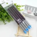 5-piece soft silicone tip pottery sculpting pen set for clay, nail art, and DIY fondant crafts. - Blue