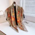 Vintage ethnischer blumiger Paisley Schal elegante Retro Damenschal Mode Accessoire neu - Khaki Paisleymuster