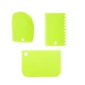 3-piece set plastic cake scraper smoother and pastry cutter for baking decorating tools - Green 3-Piece Scraper Set