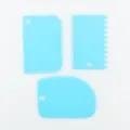 3-piece blue plastic cake scraper set, ideal for DIY decorating, smoothing, and fondant. - Blue 3-Piece Scraper Set