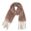 Polyester coarse tassel loop yarn plaid scarf shawl designed for autumn and winter warmth. - Large Plaid Coffee