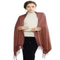 Solid color autumn winter tassel cashmere feel shawl wrap elegant women scarf comfortable warm - Pink Brown