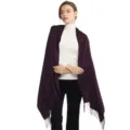 Elegant dark purple solid color tassel imitation cashmere shawl for women autumn winter - Deep purple