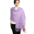 Solid color tassel cashmere feel shawl scarf for women winter warm wrap light purple - Light Purple