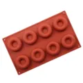 8-cavity silicone donut baking mold red non-stick pastry pan kitchen tool for oven - 8-Cavity Donut Silicone Cake Mold