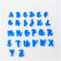 Cursive alphabet cookie cutters blue plastic fondant stamp baking molds for cake decor. - Uppercase Letters