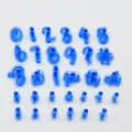 Blue plastic number and symbol cookie stamp set, baking mold for cake decoration. - Numbers & Symbols