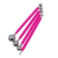 Set of 4 double-ended metal ball tools with pink handles for polymer clay and fondant crafts. - Rose Red