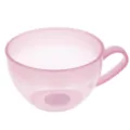 Pink plastic mixing bowl with handle for baking cream coloring and kitchen food prep. - Pink